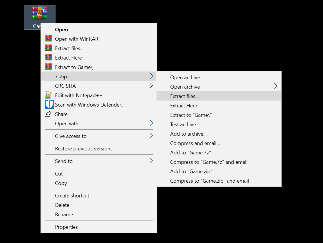 Extracting files using 7-zip